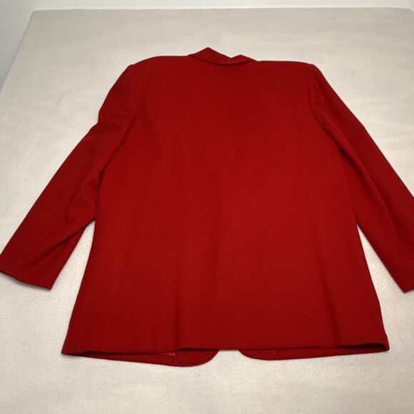 Sag Harbor 100% Wool Blazer Womens 14 Red One-Button V-Neck Collar Pocket Lined - Picture 8 of 9